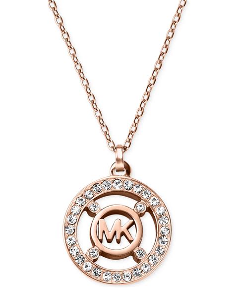 michael kors gold tone logo crystal necklace|michael kors jewelry gift box.